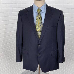 Samuelsohn Blazer‎ Men 46R Blue Surgeon Cuffs Colombo Icewool 150s Italy